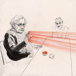 Chomsky - original artwork - pen and ink drawing - Naom Chomsky - historian - activist - linguist - philosopher- icon - portrait