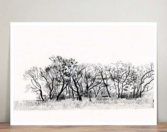 Wormer Trees - still life - illustration - wall art - art print - pen and ink - home decor - trees and landscape