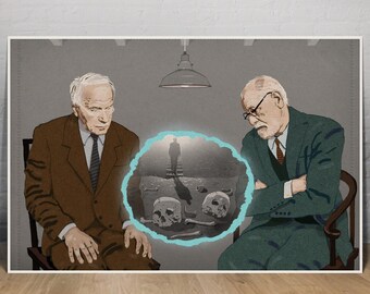Carl Jung - Freud - psicología - sueños - arte mural - impresión artística - retrato - decoración del hogar - humor - zen