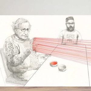Noam Chomsky - illustration - wall art - art print - portrait - home decor - pen & ink - crayon - poster - superhuman - supernatural powers
