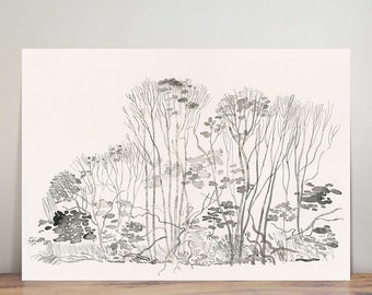 Árboles hermosos - Países Bajos - Ilustración - Arte mural - Impresión artística - Dibujo a tinta - Decoración del hogar - Holanda - Zen - Tranquilidad - Blanco y negro