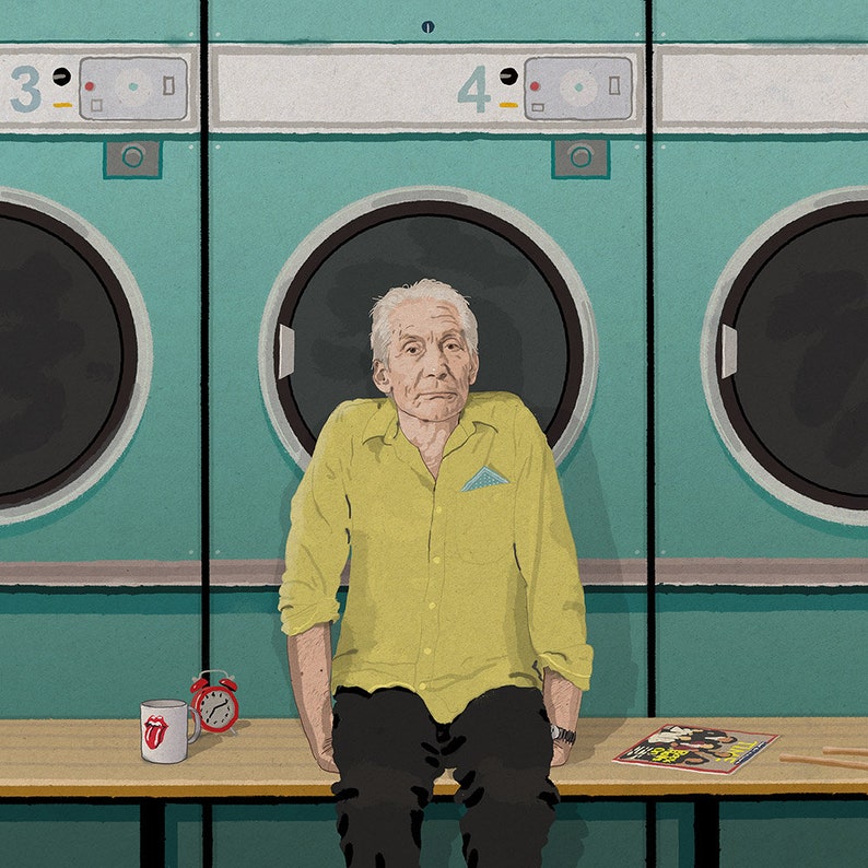 Charlie Watts Illustration Wall Art Art Print Portrait Home Decor Rock