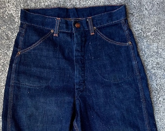 Vintage 60s 27x27 Dark Wash Denim Jeans Sanforized Cotton