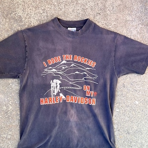 Vintage 80s Harley-Davidson Motorcyles Tshirt, Single Stitch, All Cotton, Made in USA, Slate Gray, 1983