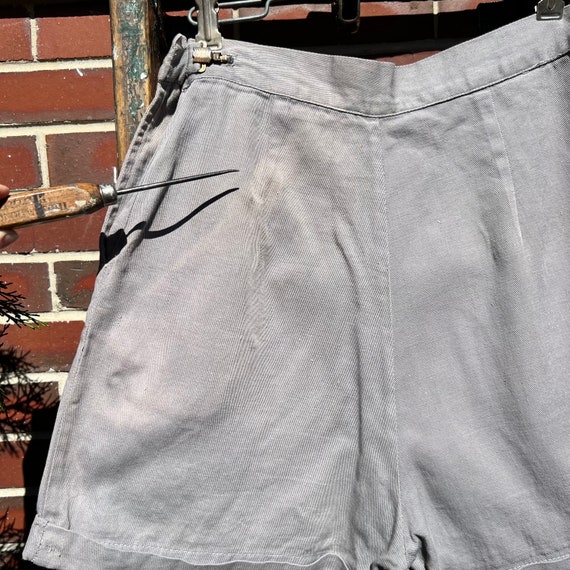 Vintage 50s 26" 27" 28" Side Zip Shorts, Gray Cot… - image 8