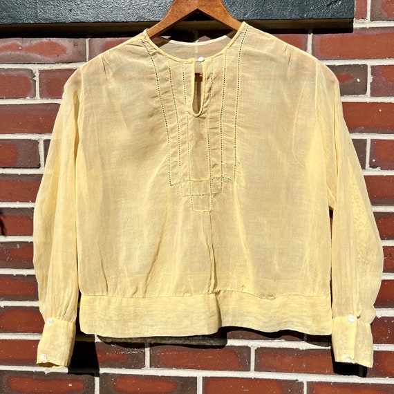 Antique Edwardian M/L Sheer Cotton Blouse Top, Pa… - image 5