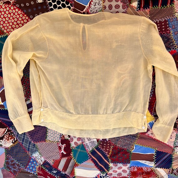 Antique Edwardian M/L Sheer Cotton Blouse Top, Pa… - image 2