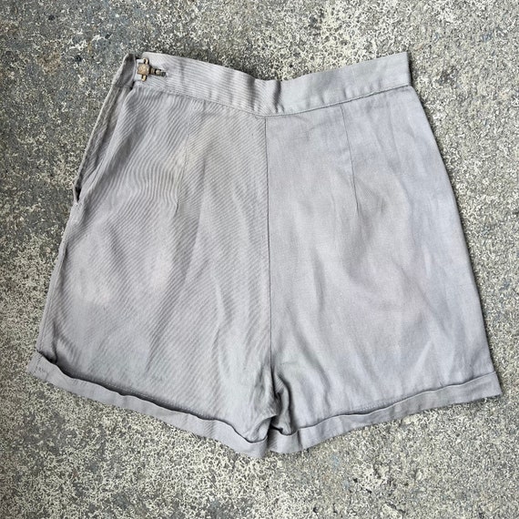 Vintage 50s 26" 27" 28" Side Zip Shorts, Gray Cot… - image 1