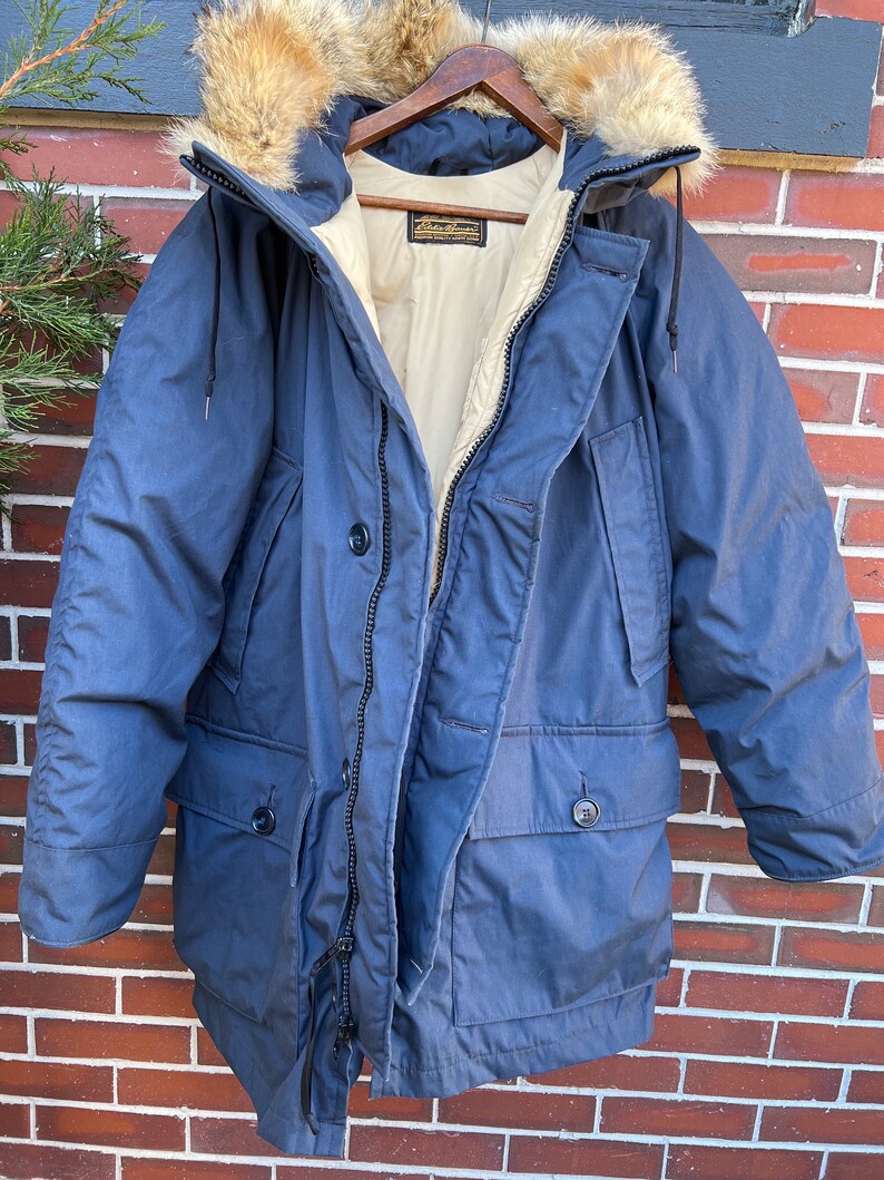 90s Lg Eddie Bauer Goose Down Parka With Coyote Fur - Etsy