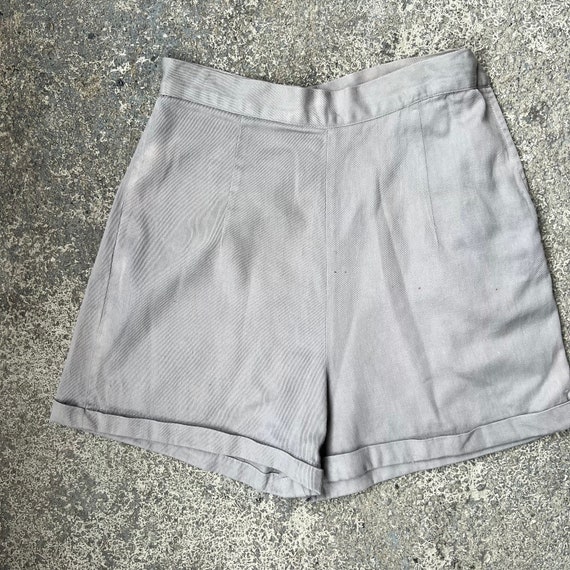 Vintage 50s 26" 27" 28" Side Zip Shorts, Gray Cot… - image 4