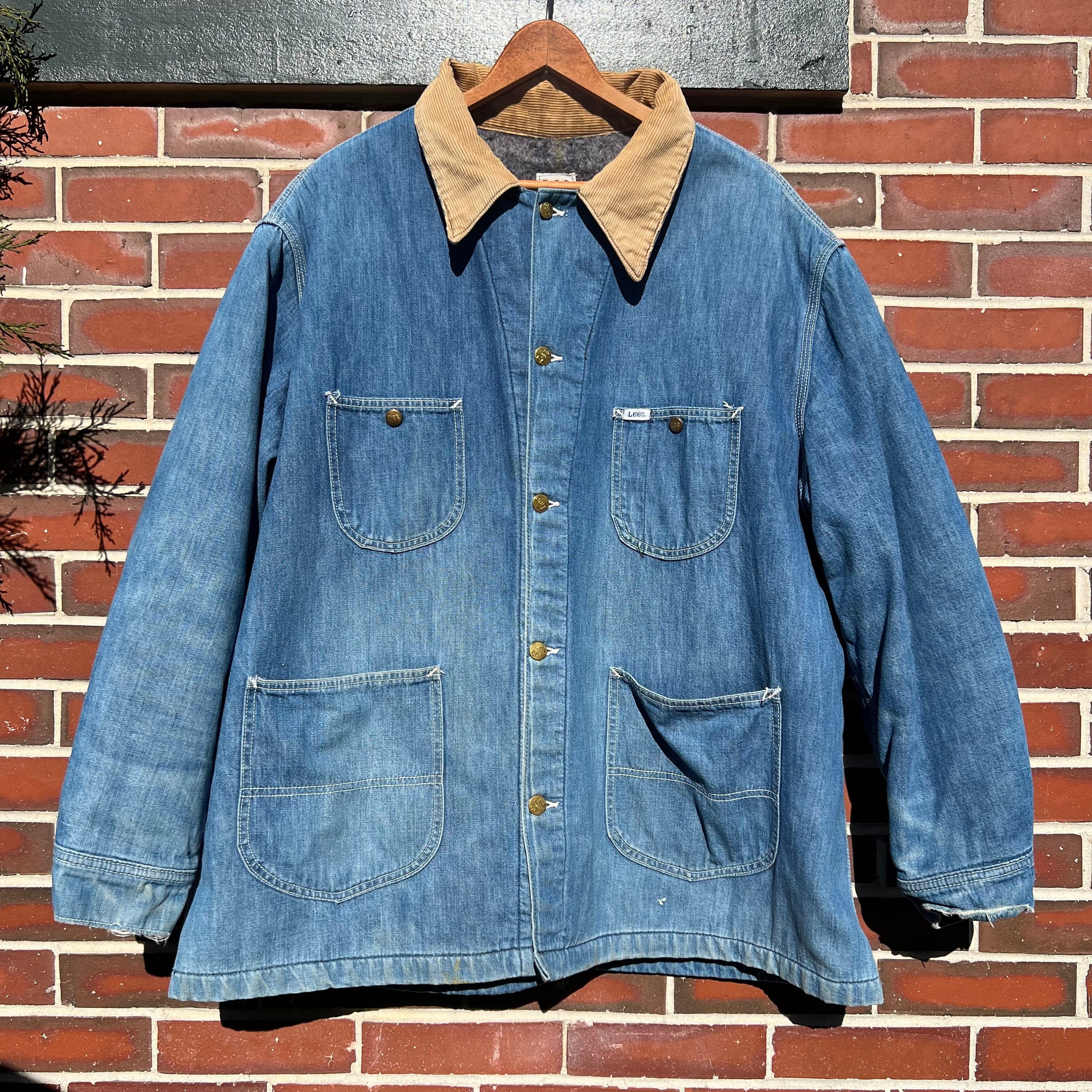 Vintage 70s XL Lee 81-LJ Denim Chore Coat With Corduroy Vintage 70s XL Lee 81-LJ Denim Chore Coat With Corduroy