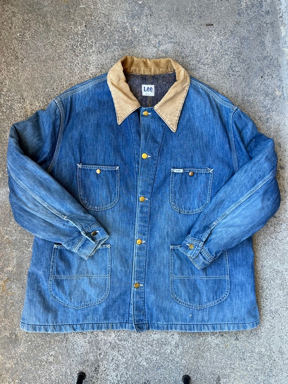 Vintage 70s XL Lee 81-LJ Denim Chore Coat With Corduroy Vintage 70s XL Lee 81-LJ Denim Chore Coat With Corduroy