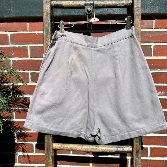 Vintage 50s 26" 27" 28" Side Zip Shorts, Gray Cot… - image 10