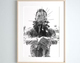 Fotografía de perforación corporal / Decoración de estudio de perforación / Impresión de arte mural de Fakir Musafar / Tailandia en blanco y negro / Póster de viaje / Modificación corporal