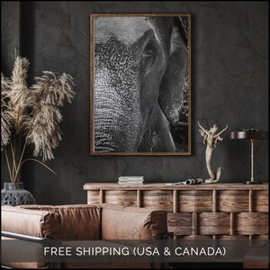 Elephant Wall Art Print, Black And White Elephant Photo, African Animals, Fine Art Prints, Large Canvas Wall Art, Africa Wall Decor image 4