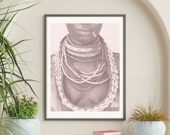 Arte mural africano imprimible / Fotografía digital descargable / Retrato étnico de mujeres negras / Póster de viaje / Decoración bohemia para sala de estar