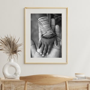 African American Art Prints | Black Mother And Child Wall Art | Black & White Photo | Baby Hands Print | Ethiopia Africa Photography