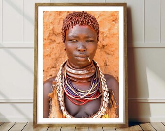 Arte de mujeres negras / Arte afroamericano / Lienzo afrocéntrico / Impresión de arte mural africano / Joyería étnica / Decoración afroboho / Fotografía de viajes
