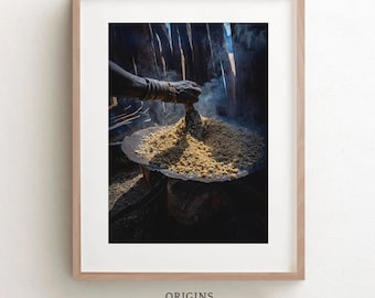 Impresión de arte mural de cocina africana / Etiopía en blanco y negro / Fotografía a color / Impresión de manos negras / Cocina africana / Decoración étnica afrocéntrica