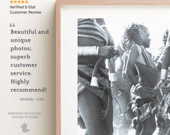 Arte africano / Póster en blanco y negro / Danza tribal etíope / Arte de mujeres negras / Fotografía africana / Decoración afroboho / Empoderamiento femenino