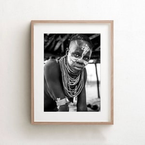 Black Women Art | Black And White Print | Africa Photograph | Tribal Portrait | African Wall Art | Ethiopia, Travel Poster | Afro Boho Decor