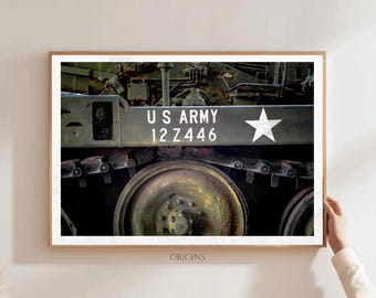 Military Wall Art | Army Tank Print | Vintage USA Military Photography | Vietnam War | Patriotic Wall Decor | Veteran Gift | Large Canvas