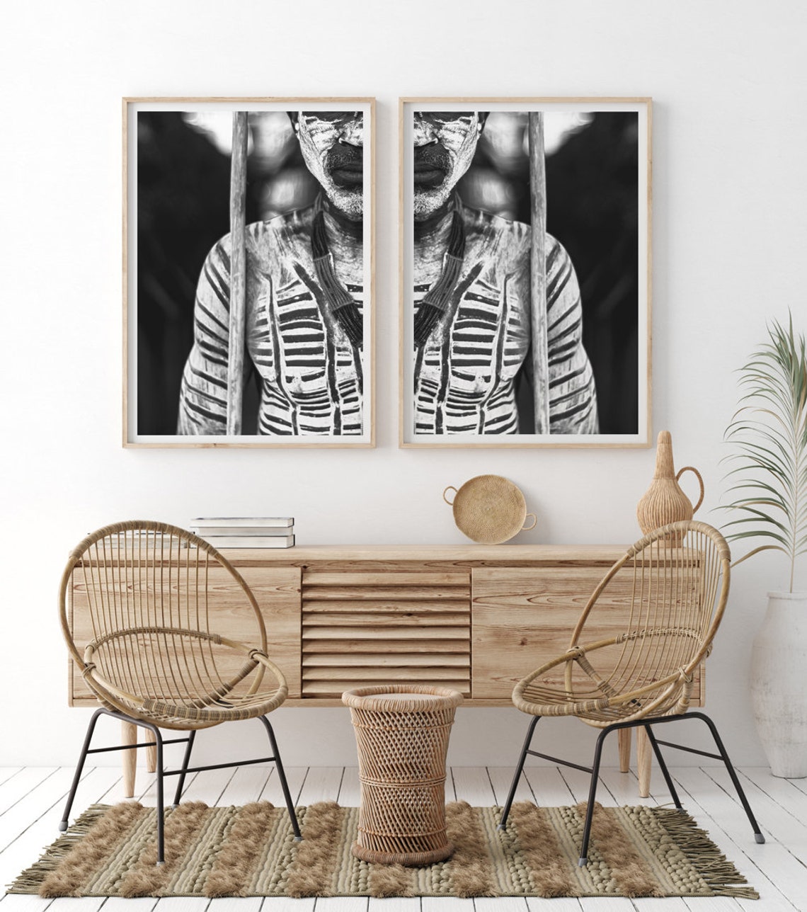 African Wall Art Set Set of 2 Prints Black and White Etsy