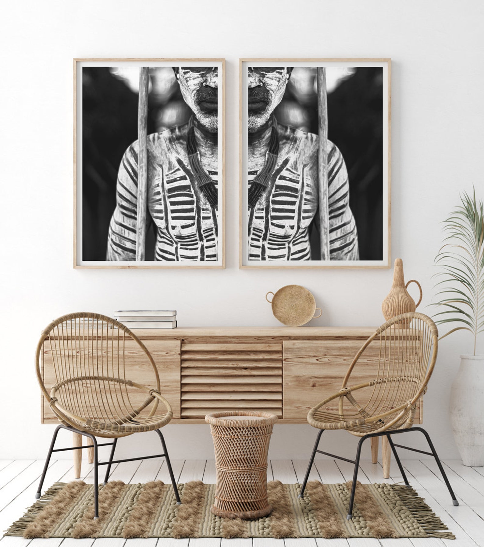 African Wall Art Set Set of 2 Prints Black and White - Etsy