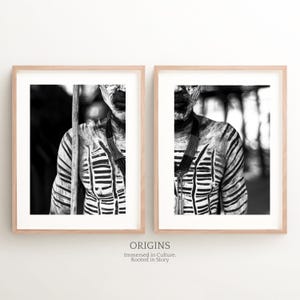 Black & White Africa Wall Art Set | Set Of 2 Prints | Ethiopia Photograph | Tribal Art | Afrocentric Ethnic Decor | Above The Sofa Set