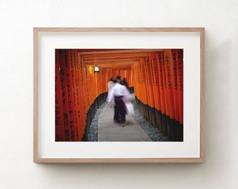 Japan Photography, Wall Art, Kyoto Print, Fushimi Inari Tori Gates, Travel Photography, Large Canvas, Giclee Print, Fine Art Wall Prints,