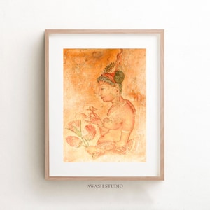 Sri Lanka Print | Sigiriya Painting | Sri Lanka Fresco | Ceylon | Lions Rock |Original Photograph | Sri Lanka Canvas | Travel Art Poster