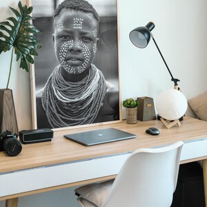 Black Woman Portrait, Wall Art Print, African American Art, Black And White Photography, Stretched Ethnic Canvas, Afrocentric Home Decor image 3