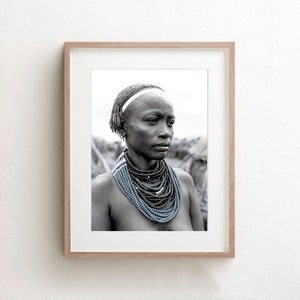African Women Art | Black And White Ethiopia Photograph |  Portrait Print | Tribal Home Decor | Original Art | Afrocentric Canvas | Gift