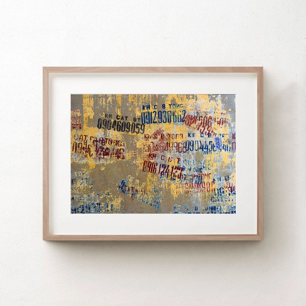 Yellow Abstract Wall Art Print, Hanoi Vietnam, Street Travel Photography, Colourful Decor, Extra Large Canvas, Number Art, Asia Architecture