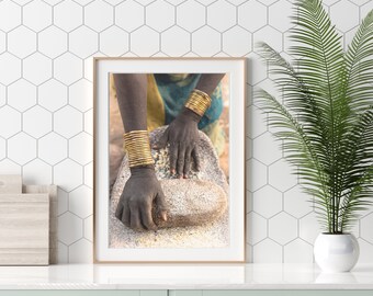 African American Art, Ethiopia Wall Art Prints, Woman Hands Print, Kitchen Decor, Large Canvas, Afrocentric Home Interior, Gift For Her