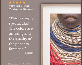 Lienzo de mujeres africanas / Arte de mujeres negras / Fotografía a color de África / Arte afroamericano / Decoración étnica afrocéntrica / Lienzo con collar de cuentas