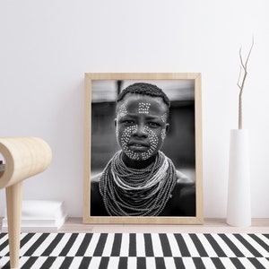 Black Woman Portrait, Wall Art Print, African American Art, Black And White Photography, Stretched Ethnic Canvas, Afrocentric Home Decor image 2