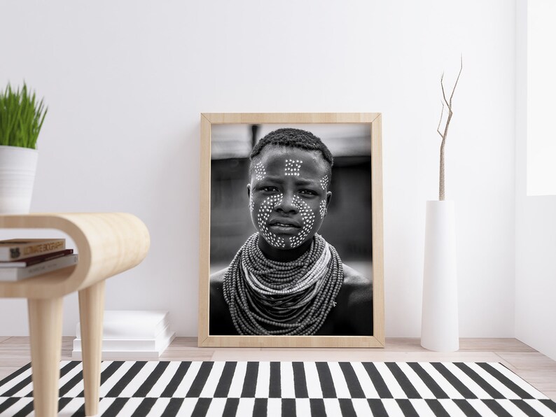 Black Woman Portrait, Wall Art Print, African American Art, Black And White Photography, Stretched Ethnic Canvas, Afrocentric Home Decor image 2