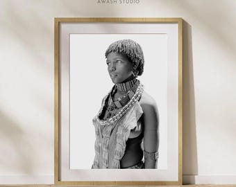 Black Women Art | Black And White Portrait | Africa Photography | Afro Boho Decor | Wall Art Prints | Tribal Interior | Heritage Gift