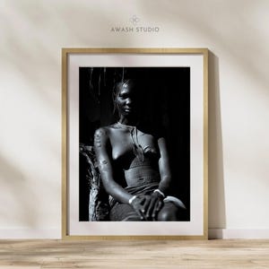 African Women Art | Body Modification | Scarification Tribe | Black And White Ethiopia Photo |  African American Art | Queen Wall Art Print