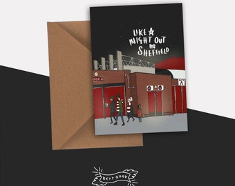 SUFC 'Like a Night Out in Sheffield' - Greetings Card | Yorkshire | Sheffield United | Football| Illustration | Any Occassion Card