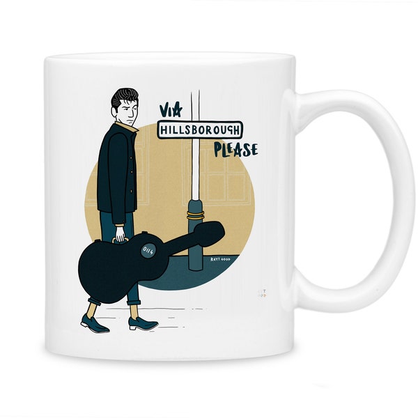 Arctic Monkeys 'Via Hillsborough Please' - Mug | Alex Turner Gifts | Illustration | Typography | Music, Lyrics & Quotes