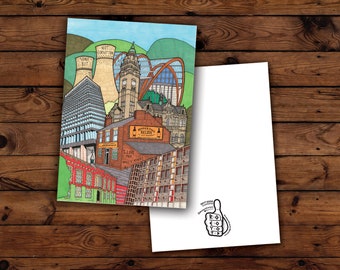 Puede incluir: Una ilustración colorida de un horizonte de ciudad con edificios, incluyendo una torre alta, una torre con un reloj y un edificio moderno. La ilustración está en un estilo de dibujos animados e incluye el texto "Not Forgotten But" y "I Love You More Than Words Can Say".