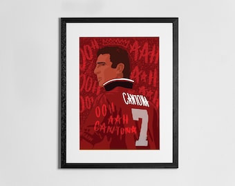 Eric Cantona - Print (Reyt Goal) | Football Wall Art | Home Decor | Illustration | Manchester United | Poster