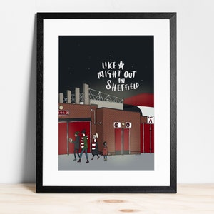 Like a night out in Sheffield - SUFC Print (Reyt Goal) | Sheffield United | Home Decor | Illustration | Football print
