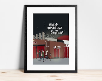 Like a night out in Sheffield - SUFC Print (Reyt Goal) | Sheffield United | Home Decor | Illustration | Football print