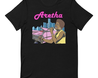 Camiseta unisex con homenaje a Aretha Franklin en Papercutting, Motown Cadillac