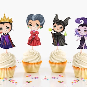 Female Villains Cupcake Toppers, Party Decoration image 1
