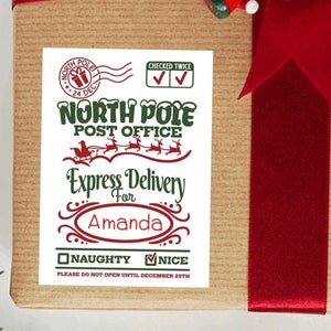 Santa Stickers, Personalized Santa Stickers, Christmas Gift Stickers, North Pole Stickers