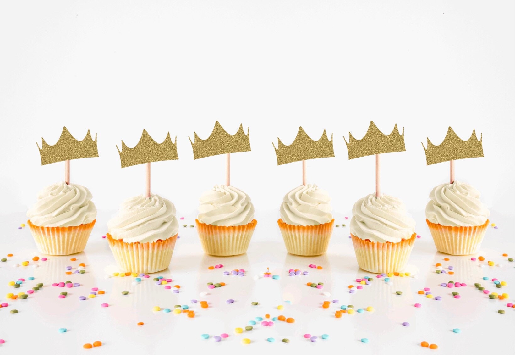 Gold Glitter Crown Cupcake Toppers Notorious 1 Crown Cupcake Etsy